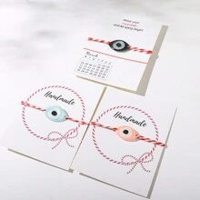 希臘三月紅白彈簧可調節樹脂眼傳統martaki 保護手鍊 友誼手鍊和卡片禮物一起送 - 三月手鐲 - 查看 3