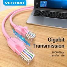 VENTION 6 类非屏蔽电缆 Cat 6 网络跳线 PVC 以太网电缆适用于 PC、笔记本电脑、路由器等 RJ45 设备 - 粉色 - 查看 2