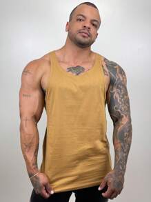 Regata Cavada Masculina em Algodão Básica Lisa Sem Estampa Marca Bombey