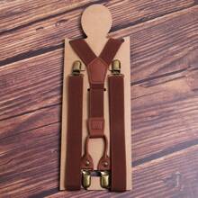 1pc Men's Y-Back Elastic Woven Suspenders With 4 Clips, Adjustable Length Halloween