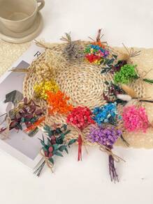 1 Pc Mini Dried Flower Bouquet, Bridesmaid Proposal Flower Girl Gift Box,Boho Wedding Table Centerpieces,Small Dry Pampas Grass For Vase Decor, Tiny Dried Flowers For Birthday Cake Decor - White - View 2