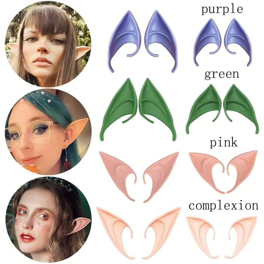 2pcs Nature Themed Ear Cosplay Props, Latex Fairy Ears For Holiday Parties, Christmas Angel Fake Ears For Cosplay And Party Decorations