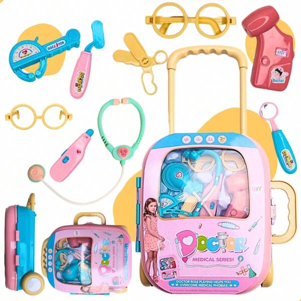 Kit Médico Maleta com Rodinha Brinquedo Infantil e alça