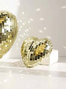 1 pieza de decoración de disco de corazón, para decoración de arte del hogar, decoración de fiesta disco, decoración de habitación - Plateado - Ver 8