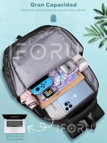 Mochila para Laptop Mochila Portatil de 15.6 Pulgadas Impermeable Mochila Antirrobo Mochila Universidad Elegante Multiusos para Viajes Mochila de Viaje Hombres Mujeres - Negro - Ver 2