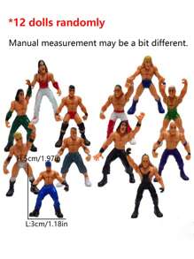 12 unidades Figuras de acción de lucha libre con set de ring de 4 esquinas, accesorios y modelos en miniatura creativos. Estilo y color al azar, algunos accesorios pueden tener diferentes colores. Empaque frágil durante el tránsito. Decoración de habitación - Albaricoque - Ver 2