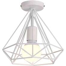 E27*1 Kim cương Hình dạng núi Đèn trần , 85~265V Kim loại Trắng Lồng Hành lang Ánh sáng Cố định Trần nhà núi Với 5W Bóng đèn LED 3000K Ấm áp 6500K Trắng Ánh sáng , Công nghiệp Đóng  Đến Trần nhà Đèn Đối với Phòng bếp , Hiên nhà , Phòng ngủ - trắng - Xem 2