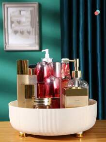 1pc Rotating Cosmetic Organizer, Multifunctional Storage Rack For Spices, Sauces, And Seasonings On Kitchen Countertop Or Home Use - White - View 1