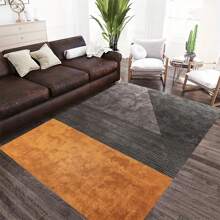 1pc Vintage Geometric Pattern Carpet, Polyester Fiber Rectangular Water Absorption & Anti-Slip Decorative Mat Suitable For Living Room And Bedroom Home Use - Grey - View 1