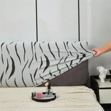 1pc Jacquard Elastic Cloud Velvet Bed Head Cover, Universal Size Soft Headboard Home Room Protector Cover For Wooden Bed Backrest, Washable, Hotel/Home - Multicolor - View 5