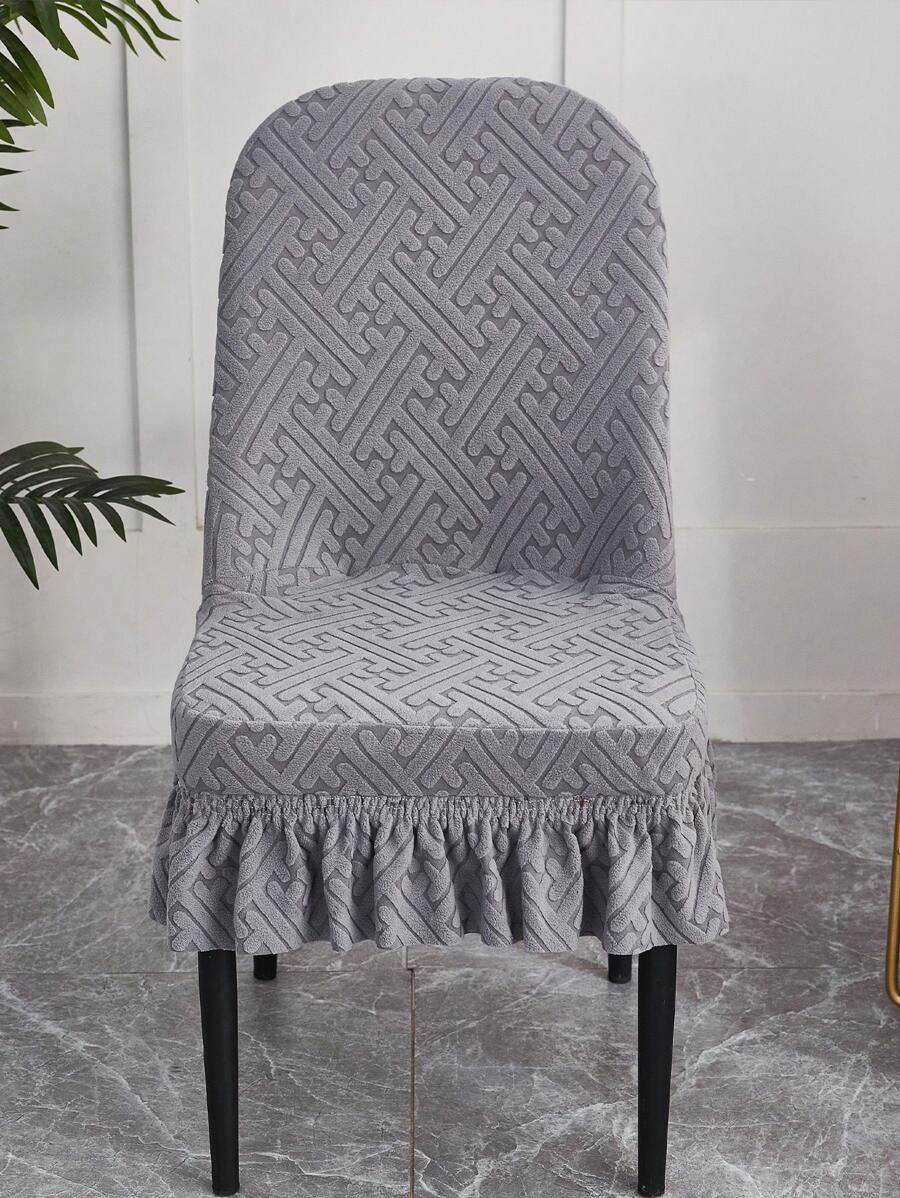 1張彈性椅套,帶裙白色椅套,適用於餐廳,婚禮,派對,宴會和家庭使用 - 深灰色 - 查看 1