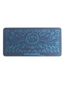 1入組6x12cm指甲藝術印花不銹鋼印章板,diy印章工具,帶葉子、花朵和蜜蜂圖案finger Angel-v24 - 藍色 - 查看 2