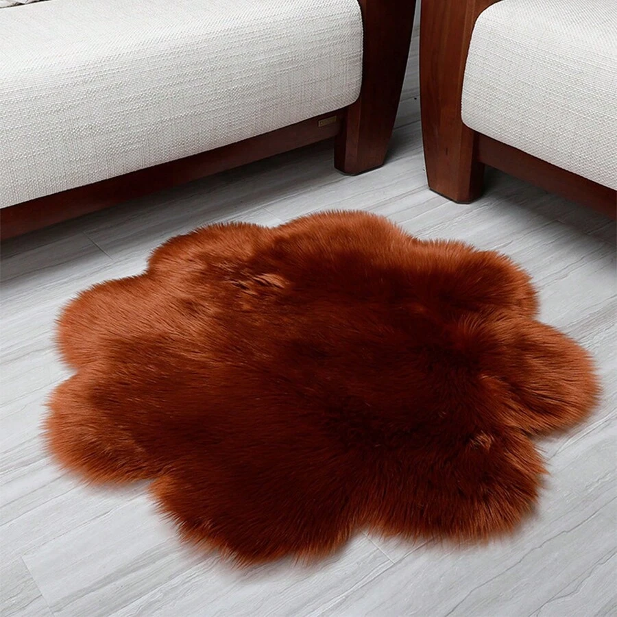 1入仿針織材質寵物墊、瑜珈墊、臥室、客廳、掛籃墊、梅花形狀 - 棕色 - 查看 1