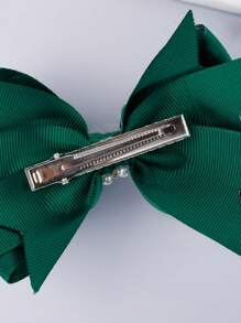 1pc Dark Green Bubble Flower & Pearl Decor Bowknot Hair Clip