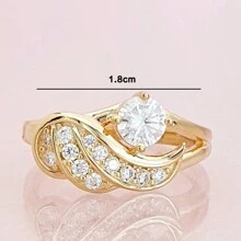 1pc Ladies' Angel Wing Designed Engagement/Wedding Ring For Daily Wear - Yellow Gold - View 4