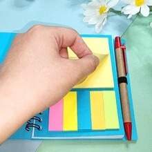 1pc Black Wirebound Notebook With Pen, Sticky Notes And Multifunctional Pages - Purple - View 7