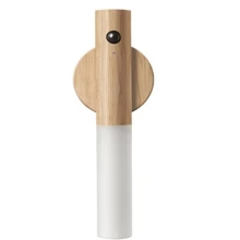 1pc White Wax Wood Led Usb Night Light, Wireless Stair Light, Corridor Light, Wall Light, Household Bedroom Table Lamp - Apricot - View 7