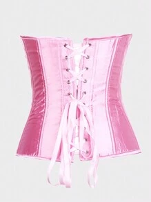 Women's Red Sexy Bustier, Gothic Style Lingerie Set With Free Thong, Suitable For Christmas, Going Out Or Halloween Party - Pink - View 3