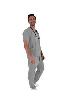 SOULMATE Pijama Quirúrgica Hombre Boston - Gris - Ver 2