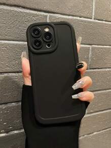 1入時尚獨特3D黑色啞面泡泡紗紋相機鏡頭保護手機殼，適用於iPhone - 黑色 - 查看 3
