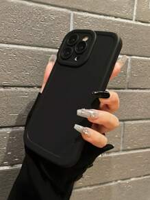 1入時尚獨特3D黑色啞面泡泡紗紋相機鏡頭保護手機殼，適用於iPhone - 黑色 - 查看 6