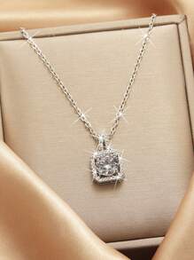 吊坠项链 女士时尚镀银链项链 新娘婚礼派对珠宝礼物 男女通用配饰 情侣女友生日优雅情人节配饰 - 銀色 - 查看 3