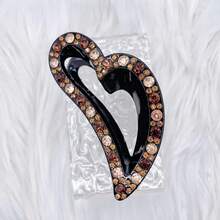 1 件簡單髮夾髮夾髮夾,大尺寸心形髮夾成人新穎頭飾,優雅水鑽髮飾 - 香檳色 - 查看 4