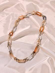 多色亞克力空心頸鍊,女士時尚珠寶 - 藍色 - 查看 18