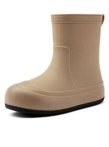 新款時尚中筒女士雨靴具有防水、防滑、耐磨和百搭特性,可內穿保暖腳套,適用於四季 - 卡其色 - 查看 5