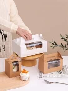 6入組帶透明窗口的耐用松餅盒,多個隔層的蛋糕包裝盒,甜品和烘焙禮盒,杯子蛋糕包裝盒,鬆餅包裝盒 - 彩色 - 查看 1