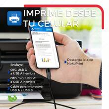 Cable USB Tipo A-B Para Impresora Proyector Escáner Multifuncional, Extensión, Universal De Calidad Imprimir desde smartphone teléfono celular dispositivos Adaptador OTG USB 2.0 a V8 OTG USB a Tipo C - Negro - Ver 8