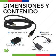 Cable USB Tipo A-B Para Impresora Proyector Escáner Multifuncional, Extensión, Universal De Calidad Imprimir desde smartphone teléfono celular dispositivos Adaptador OTG USB 2.0 a V8 OTG USB a Tipo C - Negro - Ver 4