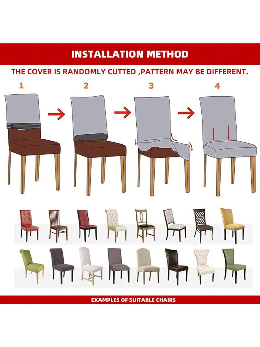 1pc Leaf Jacquard Stretchy Chair Slipcover, Grey Dining Chair Dust