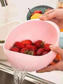 1入家用廚房米漏洗米器,帶有濾網用於清洗米飯,帶廚房排水籃