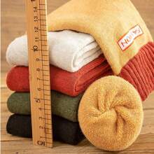 5 pairs of socks women's mid-tube stockings Autumn and winter plus fleece thickened letter wool socks warm towel socks ins suitable for daily use - Multicolor - View 4