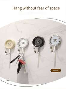 4pcs No Drilling Bathroom Hooks, Towel & Key Hook, Wall Hangers - Black and White - View 7