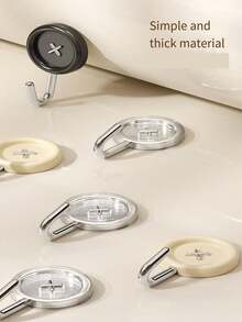 4pcs No Drilling Bathroom Hooks, Towel & Key Hook, Wall Hangers - Black and White - View 6