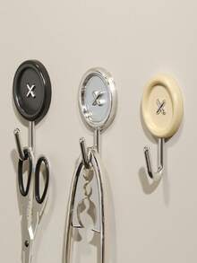 4pcs No Drilling Bathroom Hooks, Towel & Key Hook, Wall Hangers - Black and White - View 4