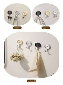 4pcs No Drilling Bathroom Hooks, Towel & Key Hook, Wall Hangers - Black and White - View 8