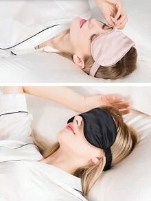 1 件装双面仿丝绸睡眠眼罩，遮光，弹力绷带，旅行午休眼罩，航空眼罩 - 紫色 - 查看 2