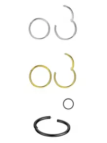 CIZME 1 件/套防过敏铰链鼻环 20G 18G 16G 14G 不锈钢鼻中隔珠宝铰链节环身体穿孔鼻环唇环鼻轮软骨耳环 - 卡扣 - 查看 9