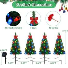 4 Pack 37In Solar Christmas Tree Lights Solar Outdoor Christmas Tree with Waterproof 80 Lights Christmas Solar Lights Christmas Outdoor Light for Decor Garden Yard Pathway - Multicolor - View 2