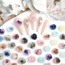 30入組隨機混合漸變玫瑰形狀diy美甲裝飾品 - 彩色 - 查看 1