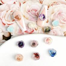 30入組隨機混合漸變玫瑰形狀diy美甲裝飾品 - 彩色 - 查看 3