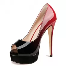 MERUMOTE Women's Platform Stiletto Heels Shoes Peep Toe Pumps 6 Inch Heels For Dress Wedding Party - Đỏ đen - Xem 4