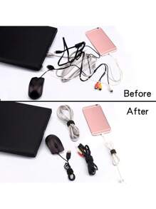 1 Rollo Organizador De Correas De Cable De Nylon De Fijación Reutilizable Con Gancho Y Bucle, Correa De Cable De Color Sólido Con Gancho Y Bucle - Negro - Ver 4