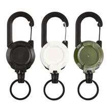1pc Camping Tools Solid Color Retractable Key Ring Plastic Key Chain Telescopic Wire Rope Keychain - Black - View 2