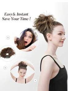 亂糟糟的頭髮假扮造型套,側面簪夾夾在髮髻上的髮髻假髮,淺金色短髮自然多變,易於調整,容易操作 - 金色 - 查看 7