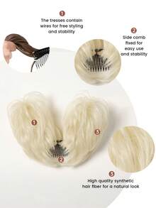 亂糟糟的頭髮假扮造型套,側面簪夾夾在髮髻上的髮髻假髮,淺金色短髮自然多變,易於調整,容易操作 - 金色 - 查看 4