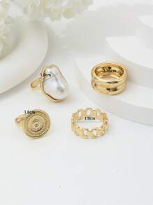 4 cái/bộ Đồ trang trí Ngọc Trai giả Nhẫn - Vàng - Xem 6
